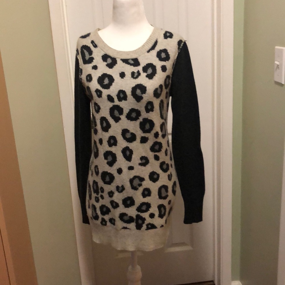 Michael Stars leopard grey cashmere/wool sweater